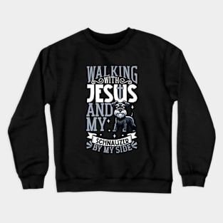 Jesus and dog - Standard Schnauzer Crewneck Sweatshirt